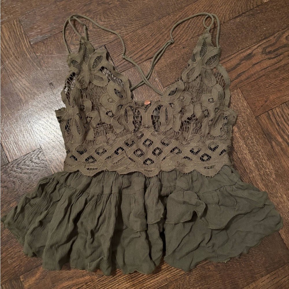 Free people green flowy tank top